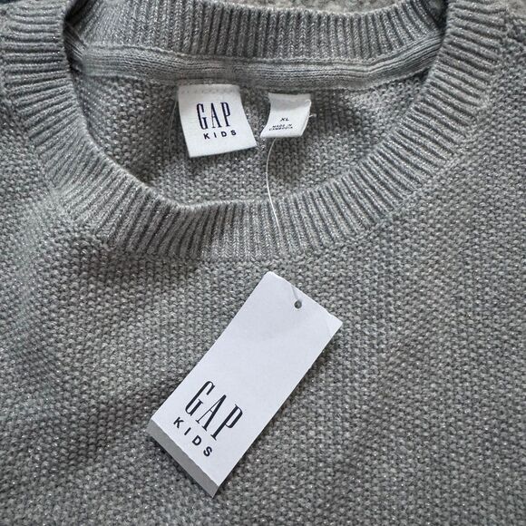 NWT Gap Kids Solid Slouchy Heather Grey Sparkle Crewneck Sweater Size XL - Picture 3 of 7
